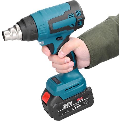 Machine de chauffage à air chaud portable sans fil, équipement rechargeable au lithium, outil électrique à haute température avec 3 buses pour emballage rétractable, tube chauffant en PVC (1/5)