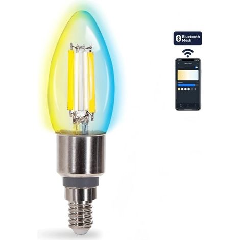 Aigostar Ampoule Bougie Filament LED C35 E14 4,5W CCT Réglable Parfait pour Décoration Intérieure Chic