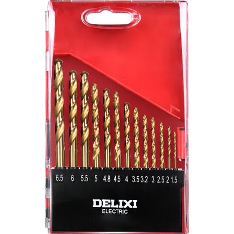 DELIXI 13-teiliges Bohrersatz Profi-Qualität – Hochgeschwindigkeits-Bohrer für Metall, Holz, Beton & Fliesen  HSS-G & SDS-Plus Kombination  Inkl. Aufbewahrungskoffer  Für alle Bohrmaschinen (1/4)