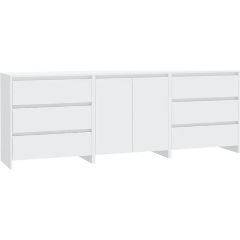 Aparador buffet cómoda mueble unidad de almacenamiento organizador cocina salón salón 3 piezas madera contrachapada blanco 020037005