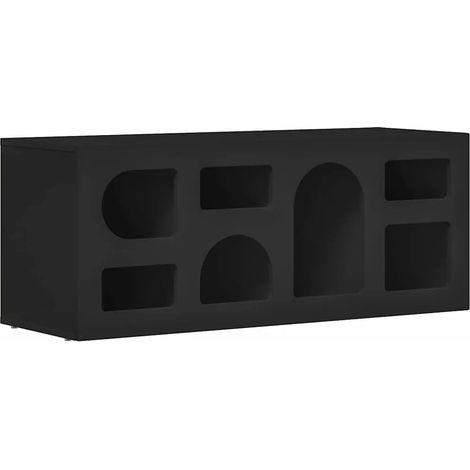 Meuble TV rectangulaire moderne avec 7 étagères 100 x 35 x 40 cm en bois d'ingénierie noir (1/5)