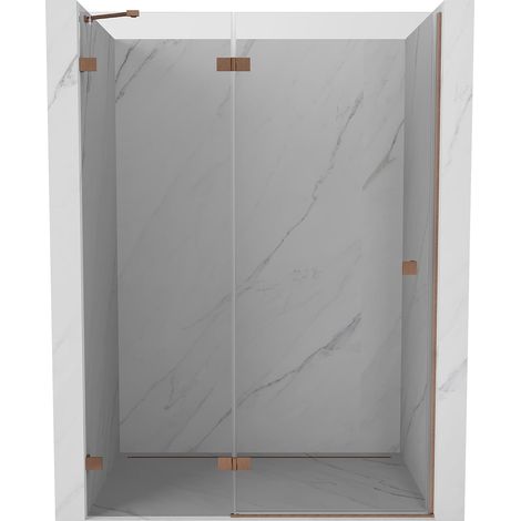 Mexen Lunar puerta de ducha abatible izquierda 135 cm, transparente, cobre cepillado - 834-135-000-65-00-L (1/5)