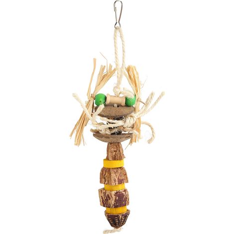 Jouets à mâcher pour perroquet, noix, naturel, sain, tricoté à la main, résistant aux morsures, blocs de bois suspendus pour oiseaux (1/5)