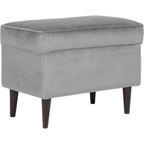 Pouf design velours gris et wengé Havo