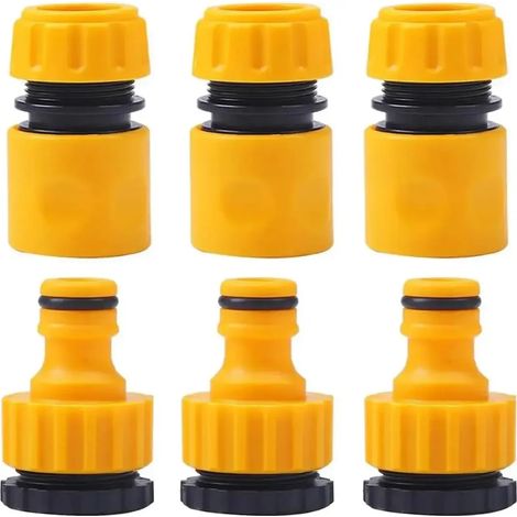 (6 pièces) Raccord rapide de tuyau d'arrosage en ABS, embout double mâle 1/2", adaptateur et rallonge pour tuyau d'arrosage. (1/5)