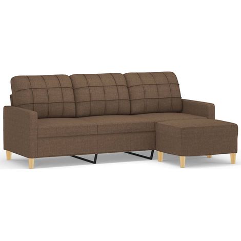 Canapé à 3 places,Sofa pour Salon,Banquette avec repose-pieds Marron 180 cm Tissu CFW650301 (1/5)