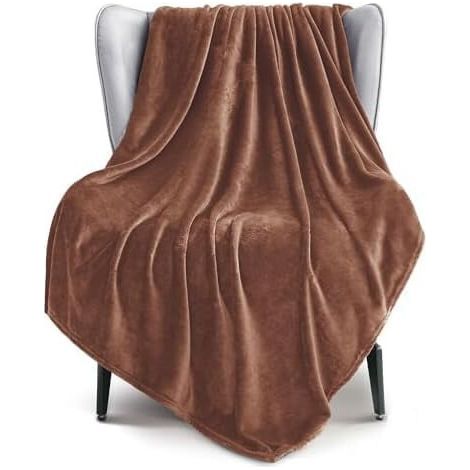 Couverture de canapé/longue, 300 g, en laine ultra douce et chaude, marron, idéale en toutes saisons, confortable, moelleuse et légère, 127 x 152 cm (1/5)