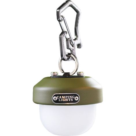 Wasserdichte Campinglampe mit einstellbarer Helligkeit, USB-aufladbar, niedliche kleine Lampe mit Haken, militärgrünes Tannenzapfenmuster (1/5)