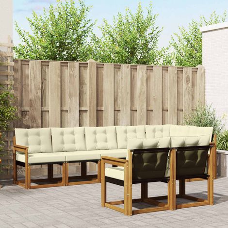 vidaXL Outdoor-Sofagarnitur mit Kissen 8 pcs Natur und Creme (1/5)