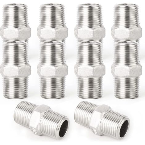 2 pièces raccords de tuyauterie à embout hexagonal en acier inoxydable 304, filetage BSP mâle 1-1/4" 1-1/4", raccord adaptateur droit - 1/4"M (1/5)