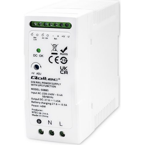 Qoltec Stabiles Hutschienen-Netzteil mit USV-Funktion 40W (1/5)
