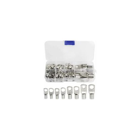 60 Pcs Cosses Électrique Trou Boulon En Cuivre Étamé Connecteurs Sc À Sertir/Souder Pour Câble De 6m㎡ 8m㎡ 10m㎡ 16m㎡ 25m㎡ (1/5)