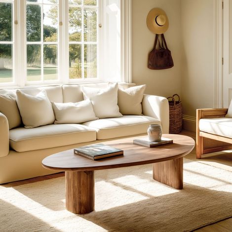 SIXTINE - Table basse 140x75cm en bois de teck recyclé (1/5)