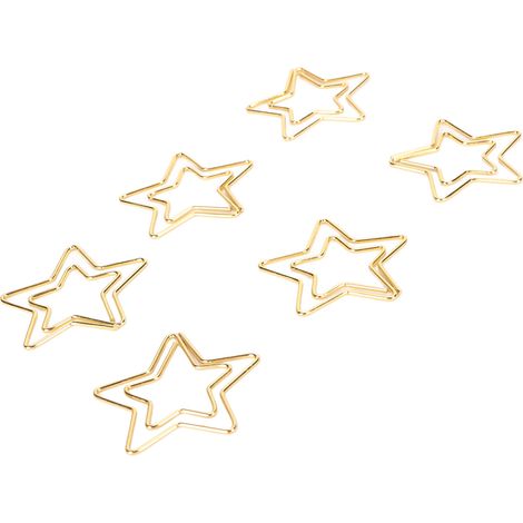 100 Stück goldene, sternförmige Büroklammern, rutschfest, aus beschichtetem Metall, niedliche, tragbare kleine Büroklammern für Schule und Büro (1/5)