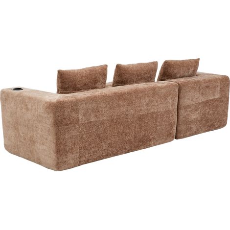 Canapé d'angle en L compressé de 258 cm avec trois coussins, design minimaliste pour petits salons (1/5)