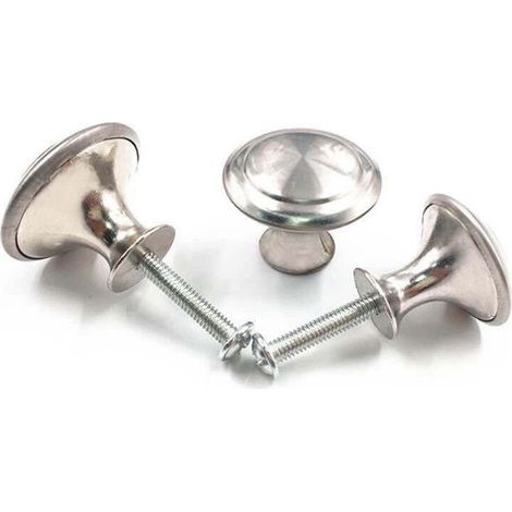 Promotion : 25 poignées de meubles, boutons de tiroir, poignées de porte rondes, poignées rondes en acier inoxydable, pour placards, armoires, cuisines, chambres d'enfants. (1/4)