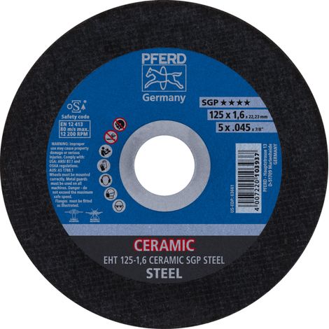 PFERD TOOLS Trennscheibe EHT 125x1,6x22,23 mm gerade CERAMIC Speziallinie SGP STEEL für Stahl 25 Stk
