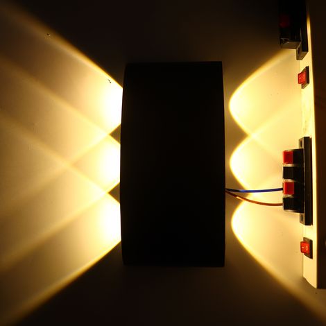 Applique murale LED 6 W, boîtier en aluminium noir, lumière chaude, éclairage vers le haut et vers le bas, lampe décorative, AC85-265V (1/5)