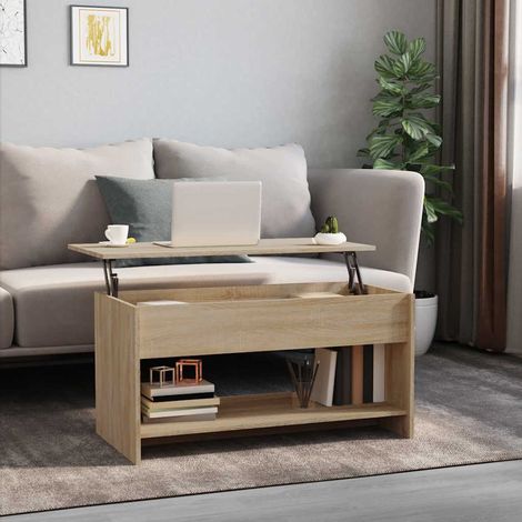 Table basse Table d'appoint pour Salon Chambre - Chêne sonoma 102x50x52,5 cm Bois d'ingénierie BV686233 - BonneVie (1/5)