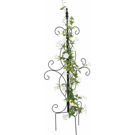 Relaxdays Supporto griglia per rampicanti, HxLxP: 116 x 45 x 45 cm, metallo, giardino, autoportante, nero