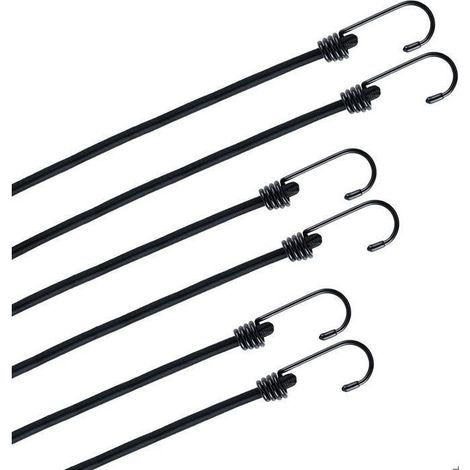 Lot de 6 tendeurs élastiques à crochets – Corde élastique, 3 tailles – Fixation vélos, motos, chargements (1/5)