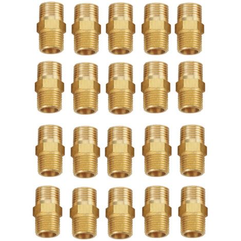 20pièces Filetage Hex Nipple Raccord de Tuyau 1/8 BSP à 1/8 BSP Raccord de tuyau Connecteur de Robinet en Laiton (1/5)
