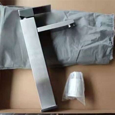 Cross-border 304 stainless steel square faucet for hot and cold bathroom sinks, washbasins, and handwashing basins - brushed high style
