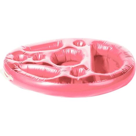 Plateau flottant gonflable à 8 trous pour gobelets de piscine, idéal pour le spa, la plage et les fêtes au bord de la piscine - Rose (1/5)