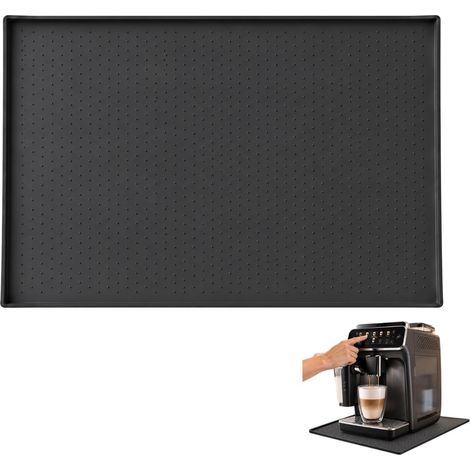 Tapis Machine à Café 48 x 30 cm, Silicone Noir avec Base en Feutre (1/5)