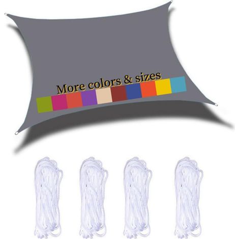 Voile D'ombrage Rectangulaire 2.5x3m Imperméable PES Toile Ombrage 98% UV Protection pour Jardin Terrasse Balcon Piscine Fête Extérieur, Gris