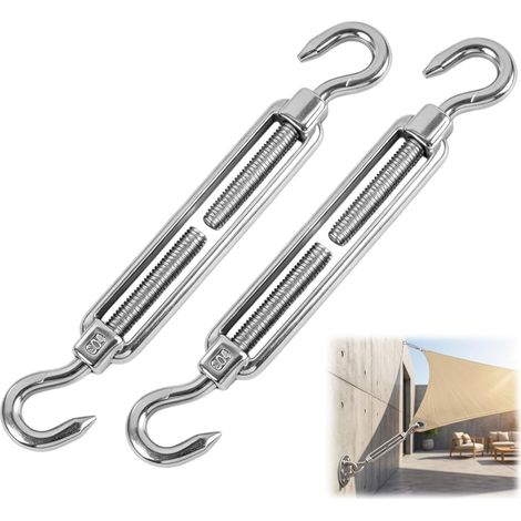 2 Pcs M6 304 Stainless Steel Wire Rope Turnbuckles Two Adjustable Hooks for Cable Tensioning, Fixing Garden Tarpaulins and Establishing Linen Lines (1/5)