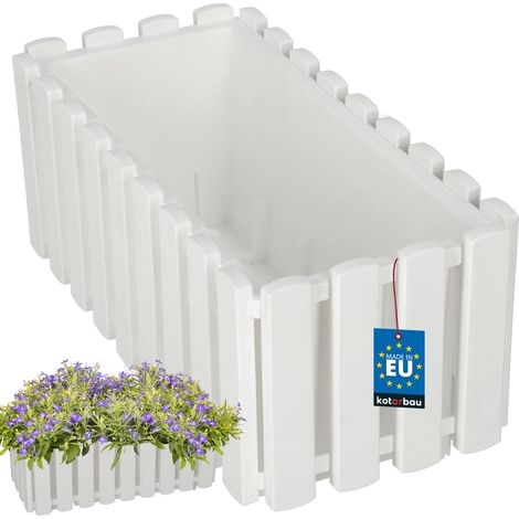 Pot de fleurs pour balcon ou terrasse, style rustique blanc, 40 cm (1/5)