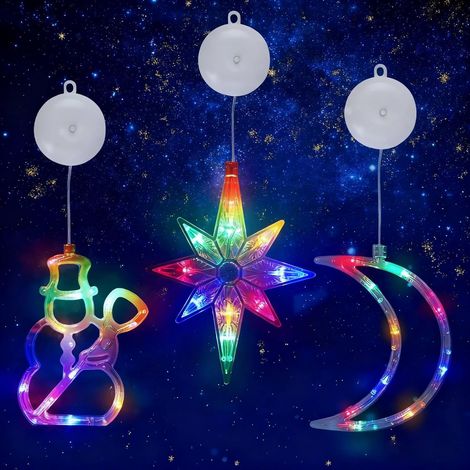 3 Pièces LED Lumière de Fenêtre de Noël Suspendue avec Ventouse, Deco Noel Fenetre Lumineux, Lumières de Ventouse de Noël Decoration Noel Lumineuse Interieur Maison de Balcon Fenêtre (1/5)