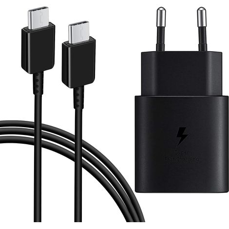 Chargeur USB C 25W avec Câble 1,5M Chargeur Rapide de Téléphone Portable pour Samsung Galaxy S25 S24 S23 S22 S21 S20 Ultra A70 A54 A53 A52 A34 A33 A14 A13 M52 M34 M14 5g, Type C Adaptateur Secteur (1/5)