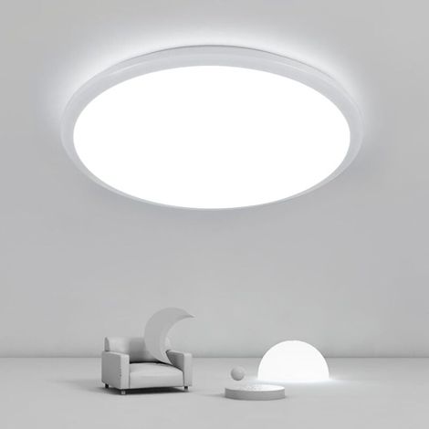 24W Plafonnier LED,  30cm Lampe Plafond 2400LM Imperméable IP44 Lampe de Plafond LED Moderne Rond 6000K Applicable à Salle de Bain, Chambre, Cuisine, Salon, Balcon (1/5)