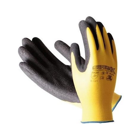 MIBRICOTIENDA guante nylon+latex en palma supertex agricola amarill t-9 sl-01