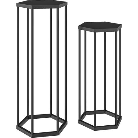 Set de 2 soportes para plantas hexagonales de metal negro HOMVRA (1/4)