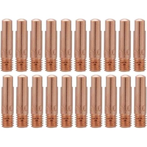 Copper contact tips for 15AK MIG/MAG torch – Pack of 20 pieces, 1.0 mm diameter, Ulisem compatible