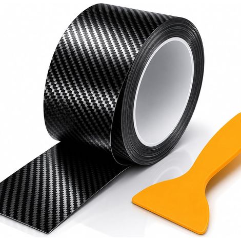 Film Carbone Voiture, 5cm x 10m et Protection Porte de Voiture, Covering Carbone Protection Seuil de Porte avec Bande Autocollante, Covering Carbone et Covering (1/5)