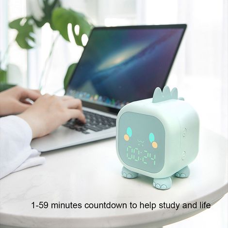 Réveil Enfant Dinosaure Mignon, Horloge Numérique Lumineuse pour Table de Chevet, Éveil Progressif avec Veilleuse, Apprentissage du Sommeil (1/5)