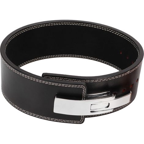 Ceinture de musculation en cuir, soutien lombaire pour squat et entraînement de force, protection sportive noire. (1/5)