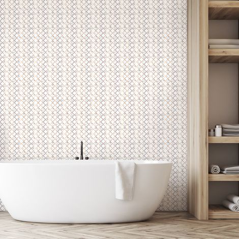 Sticker Mural Carrelage adhésif Cuisine Salle de Bain - 30 STICKERS CARRELAGES EFFET MARBRE LOSANGES DORÉS - 30stickers20x20cm (1/5)
