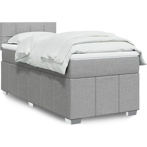 Boxspringbett mit Matratze Hellgrau 100x200 cm Stoff (1/5)