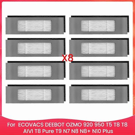 Filtre de 8pcs HEPA filtre de ECOVACS DEEBOT OZMO 920 – 950 T5 – T8 AIVI – T8 Pure – T9 N7 – N8 N8+ – N10 Plus Aspirateur Cleaners (1/5)