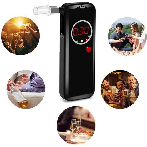 Ethylotest portable et éthylotest avec affichage digital LCD et résultats rapides et précis de la concentration d'alcool dans le sang, noir (1/5)