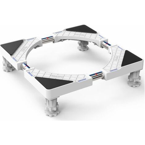 Support de Machine à Laver Base pour Frigo Lave-linge Sèche-linge Réglable en Longueur 50cm-66cm Support Charge 300 kg avec l'Effet de Réduiction du Bruit