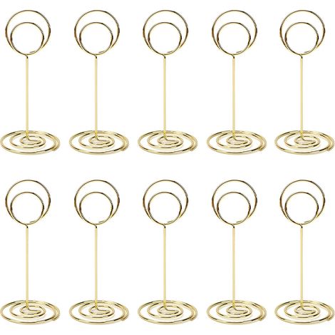 Lot de 10 supports métalliques pour numéros de table, porte-cartes et présentoirs photos, parfaits pour la décoration de mariages, (1/5)