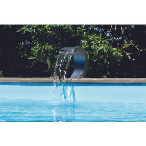 Ubbink – Cascade Mamba S-LED – Fontaine en inox 316L pour piscine – Dimensions 24x27,5x13,5 cm – Éclairage LED blanc chaud (1/10)