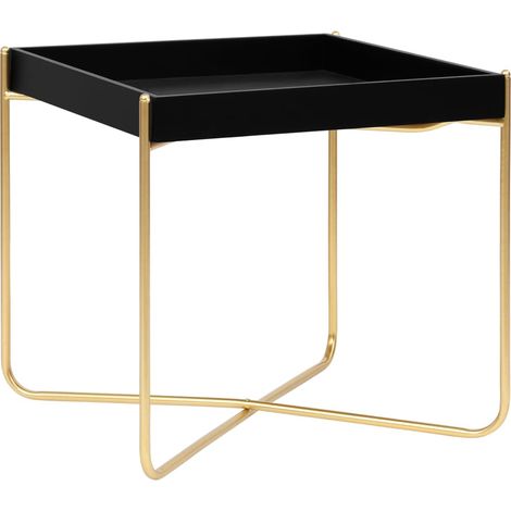 Table d'appoint, noire et dorée, 38 x 38 x 38,5 cm, MDF (1/5)