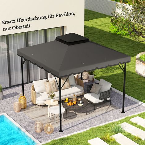 Toiture de remplacement pour tonnelle 3x3m. hydrofuge. double toiture avec trous de drainage. gris clair